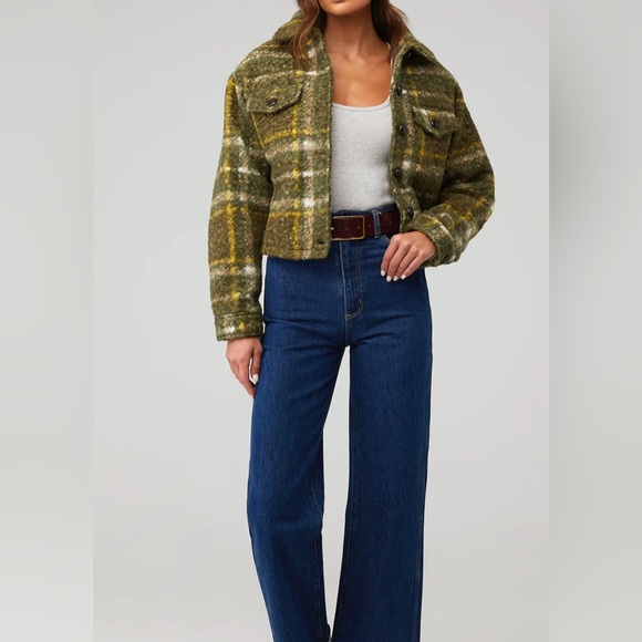 NWT $98 Bagatelle Green and Cream Utility Cropped Jacket - Picture 3 of 8